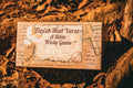 Bible Trivia Game box on a textured surface with leaves
